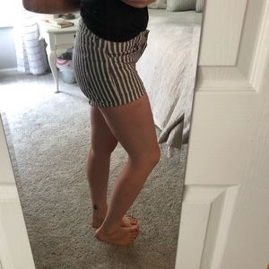Striped white and blueish/black shorts